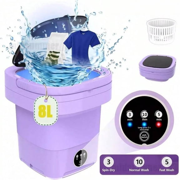 JQDWMDLX 8L Portable Washing Machine Mini Washer Foldable Washer Small Spin Dryer, Deep Cleaning Of Underwear, Baby Clothes and Sock, Best for Apartments, Dormitories and Travel