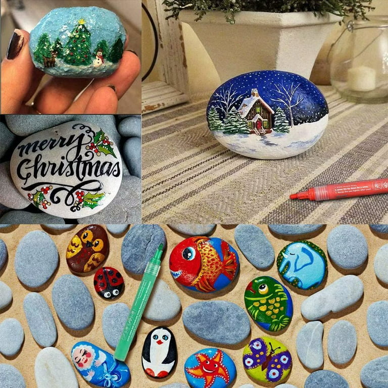 Acrylic Paint Pens for Rock Painting, 24 Classic Colors Paint Markers for  Stone, Ceramic, Easter Basket Christmas Stocking Stuffers Pumpkin Painting