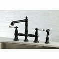 thumbnail image 4 of Kingston Brass KS7270PLBS English Country Bridge Kitchen Faucet with Brass Side Sprayer, Matte Black, 4 of 8