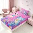 thumbnail image 5 of Homewish Cartoon Axolotl Twin Sheets for Kids Girls, Pink Glitter Stars Bedding, 3-Piece (1 Flat Sheet, 1 Fitted Sheet and 1 Pillowcase), 5 of 6