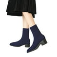 thumbnail image 5 of Heisall Women's Boots Knit Stretch Short Shaft Sock Boots Solid Color Pointed Toe Chunky High Heel Ankle Boots Fashion Casual, 5 of 6