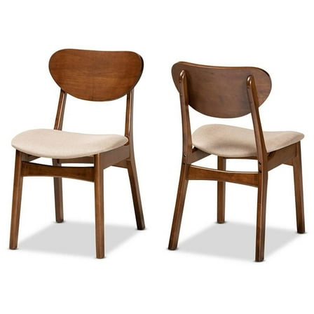Bowery Hill Sand Walnut Brown Finished Wood 2-Piece Dining Chair Set