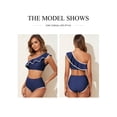 thumbnail image 5 of Eytino Women Swimsuits High Waisted Bikini Sets for Women Bathing Suits Color Block Trim Ruffle Hem Swimsuits 2025 Summer Beach Swimwear Navy Blue L, 5 of 8