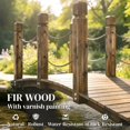 thumbnail image 3 of 5ft Carbonized Fir Wood Garden Bridge with Chain Handrails, Arched Decorative Footbridge for Backyard Pond and Walkway, Weather-Resistant Rustic Landscape Decor, 59.4" L x 26.8" W, 3 of 7