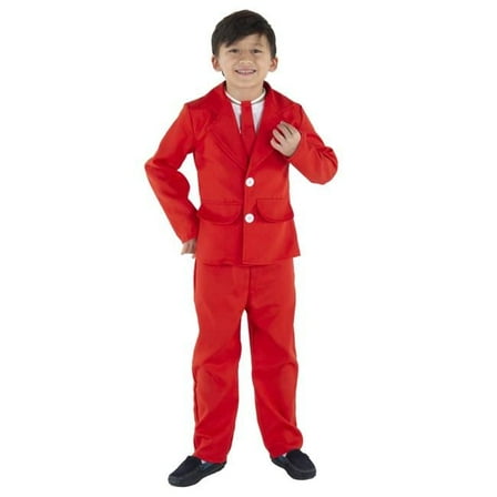 Kids Neon Jacket Pants & Neck Tie Costume, Red - Large - 3 Piece
