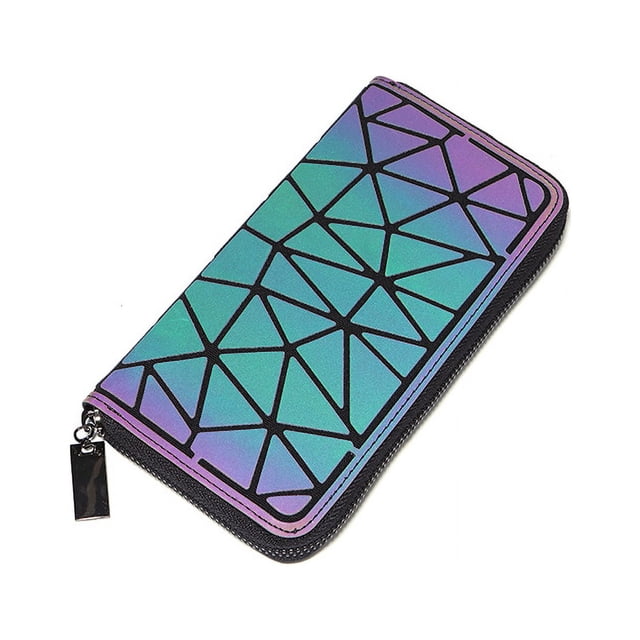 1 cartera luminosa geométrica para mujeres y niñas, monedero holográfico reflectante, bolso elegante de moda, tarjetero, organizador de dinero, cartera con cremallera.