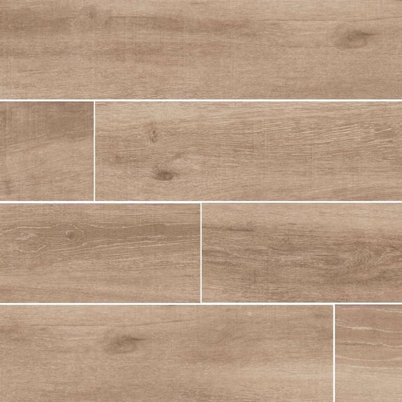 The Tile Life Belgrad 6" x 36" Wood Look Beige Matte Porcelain Floor and Wall Tile Case of 7
