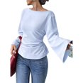 thumbnail image 1 of Camisas de Larga para Mujer, Tops Cortos de Otoño, Cuello , Mangas Acampanadas, Acanalados, con Cordones, Ropa Y2K XXL, 1 of 8