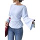thumbnail image 1 of Camisas de Larga para Mujer, Tops Cortos de Otoño, Cuello , Mangas Acampanadas, Acanalados, con Cordones, Ropa Y2K XXL, 1 of 8