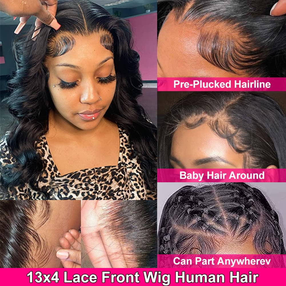 BP BonniePick 22 Inch 13x4 Body Wave Human Hair 180 Density HD Lace Front Wigs Human Hair Pre Plucked Glueless Wigs Human Hair Frontal Wigs Brazilian Virgin Human Hair Wigs for Women (22 Inch)