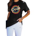 thumbnail image 4 of ABPHQTO Camiseta gráfica de manga corta con estampado de círculo arcoíris Black Pride para mujer, 4 of 5