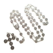 Milue Silver Color Saint Benedict Pendant Necklace for Women Rosary Beads Necklace