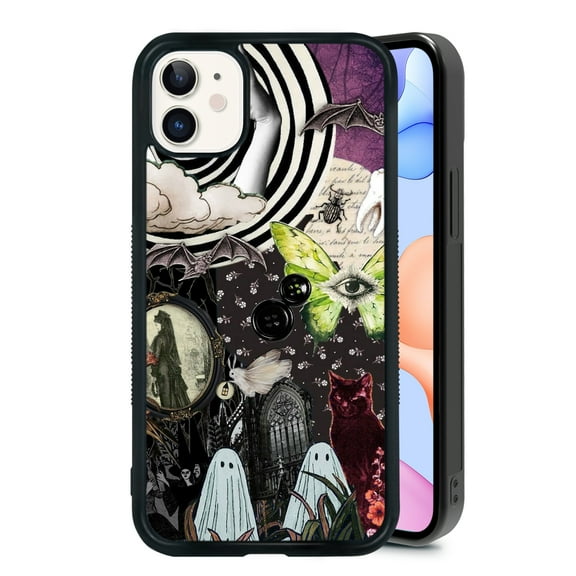 Halloween Ghost for iPhone XR Case, Cute Aesthetic Fashion Jigsaw Puzzle Shock-Absorbent Protective,Black