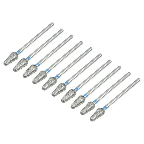 Unique Bargains 10Pcs Emery Nail Drill Bits Set for Acrylic Nails 3/32 Inch Nail Art Tools 44.3mm Length Blue