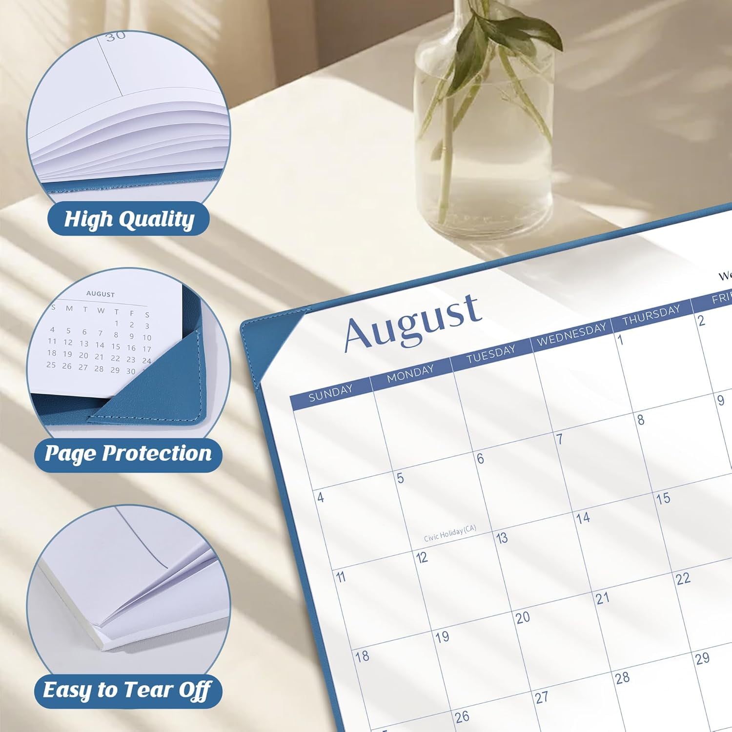 Desk Calendar 2026-2027 with Desktop Mat, Simplified Large 22" x 17" Desktop Pad Calendar, 18 Month Desk Calendar 2026, Use Now to Jun 2027, Office Supplies Perfect for Home School and Office - Blue