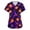 Dark Purple #029, variant on Womens Halloween Scrub Top Witch Spider Short Sleeve Funny Scrubs Skeleton Ghost Scary V-Neck Scrub Top with Pockets L