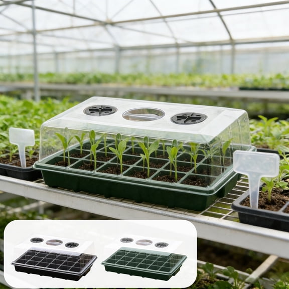 Plant Starter Tray,24 Hole Breathable Seeded Tray Cultivation Box Green Plants Cultivation Tray Set Equipped With Adjustable Ventilation Openings with Clear Cover for Indoor Growing