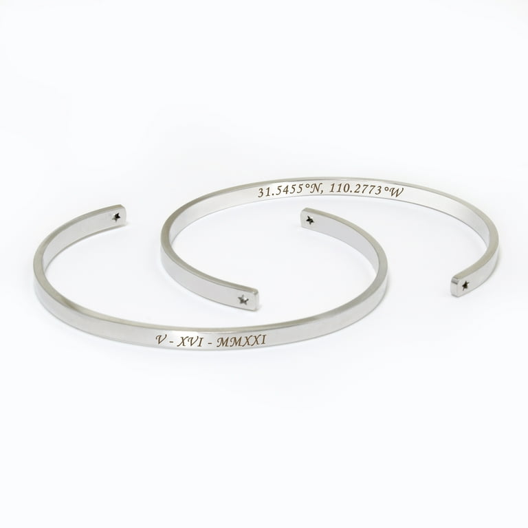 Personalized Silver Stainless Steel Stretchable Cuff Bangle