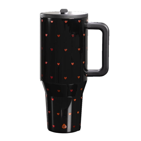 40oz Traveler Valentines LIMITED EDITION Queen of Hearts Stainless Steel Travel Mug with Handle, Travel Mug with Lid & Straw, Roomy Hot & Cold Capacity