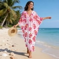 thumbnail image 3 of XYZCANDO Kaftan Dresses for Women V-Neck Swimsuit Cover Up Plus Size Beach Caftan Lounge Dress Flowy Batwing Sleeve Beach Cover Ups Pink Hibiscus Flowers Print Resort Wear for Travel Vacation, 3 of 7