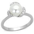 thumbnail image 1 of Alamode 3W721-10 Femmes Bague en Laiton Rhodié avec Synthétique en Blanc - Taille 10, 1 of 1