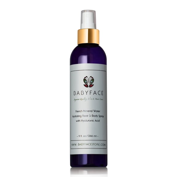 Babyface French Mineral Water Hydrating Face & Body Spray w/Hyaluronic Acid, 9 oz.