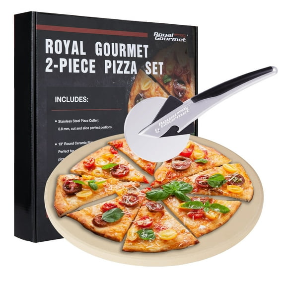 Royal Gourmet KSF1305 2-Piece Cordierite Pizza Stone Set for Grill