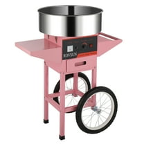 ROVSUN Cotton Candy Machine with Cart Stainless Steel, 21 Inch Electric Cotton Candy Maker Candy Floss Maker w/Sugar Scoop and Large Storage Drawer for Commercial Home Party Carnival, Pink
