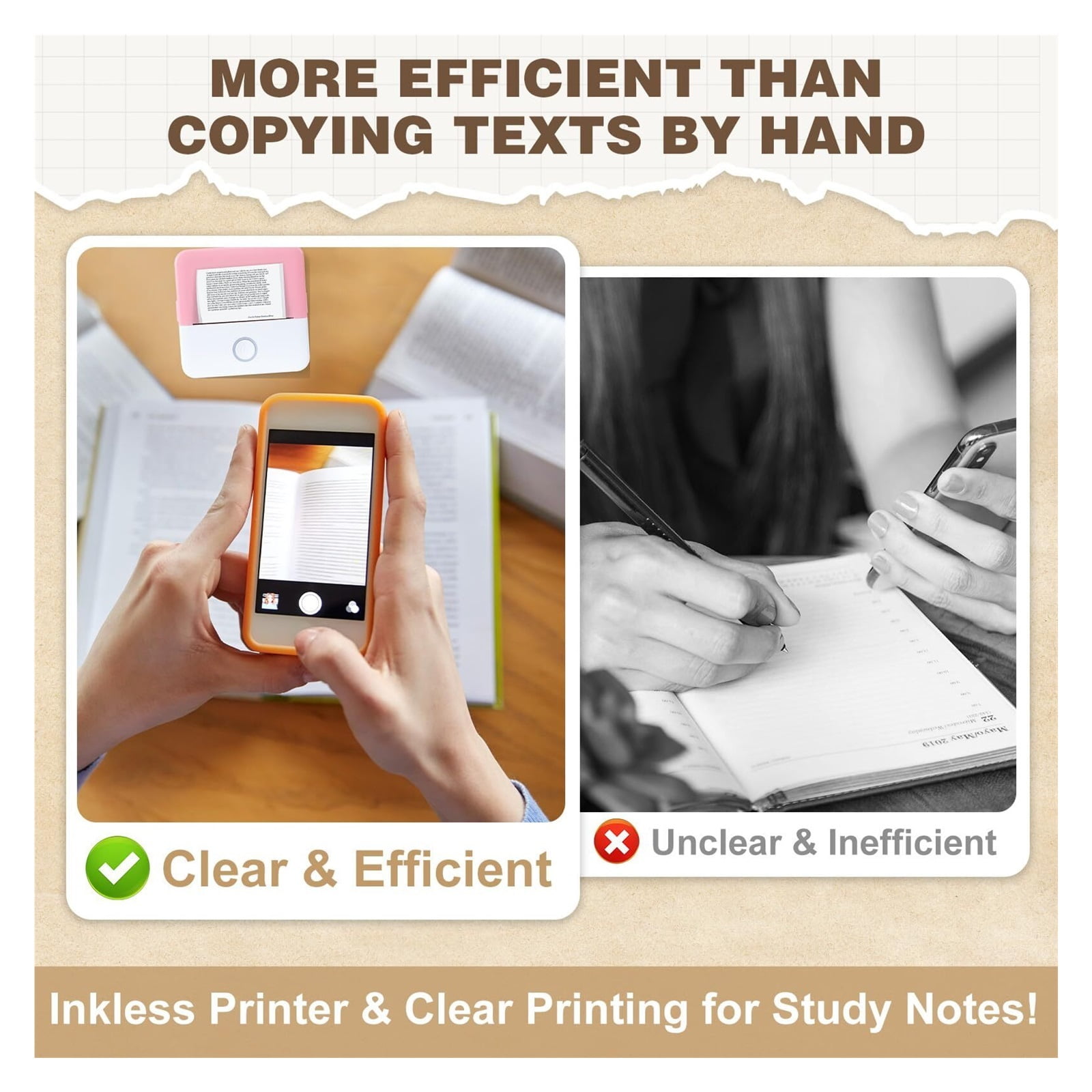 Print Pods Mini Printer, Thermal Inkless Sticker Maker with 10 Rolls Printing Paper, Pocket Printpod for Phone, Impresora Portátil for Notes, DIY, Compatible with iOS & Android (Grey)