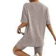 thumbnail image 6 of Pajamas for Women Set 2 Piece Ribbed Knit Matching Outfits T Shirt Biker Shorts Sleepwear Sweatsuits Womens Pajama, 6 of 7