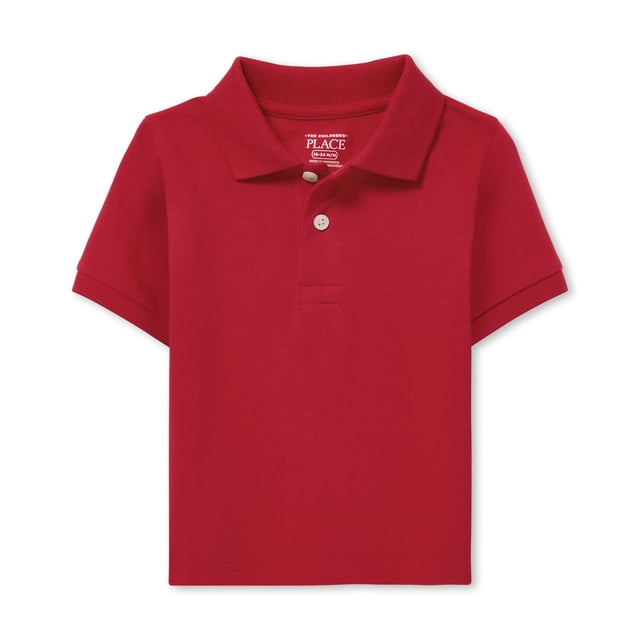 The Childrens Place Polo de piqué para bebés y niños pequeños, clásico, Rojo, 18 a 24 Meses, EE. UU.