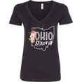 thumbnail image 3 of Inktastic Ohio Strong with State Silhouette and Pink Flowers Women's V-Neck T-Shirt, 3 of 5