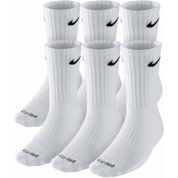 ‌Nike Everyday Plus Cushion Crew Socks, 6 Pack - Size: Large (Men 8-12 / Women 10–13) Color: White