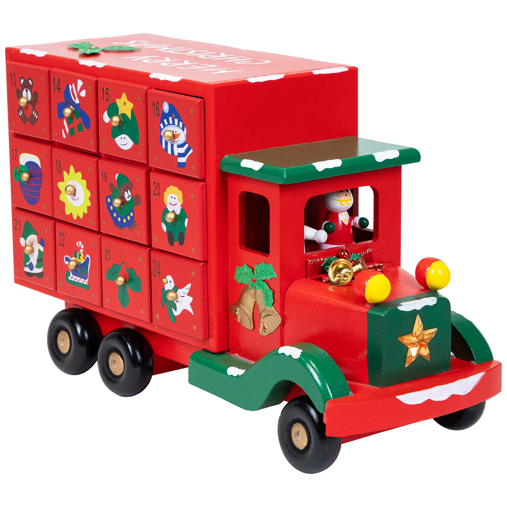 Northlight Advent Calendar Storage Truck Christmas Decoration - 14" - Red