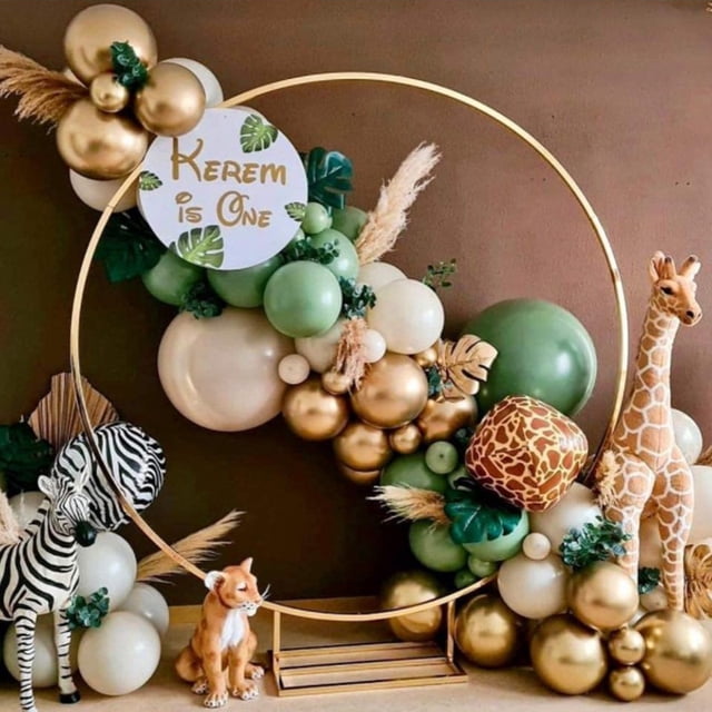 Decoraciones de Fiesta Tema Selva JAMW Arco de Globos Verdes 1er Cumpleaños Baby Shower