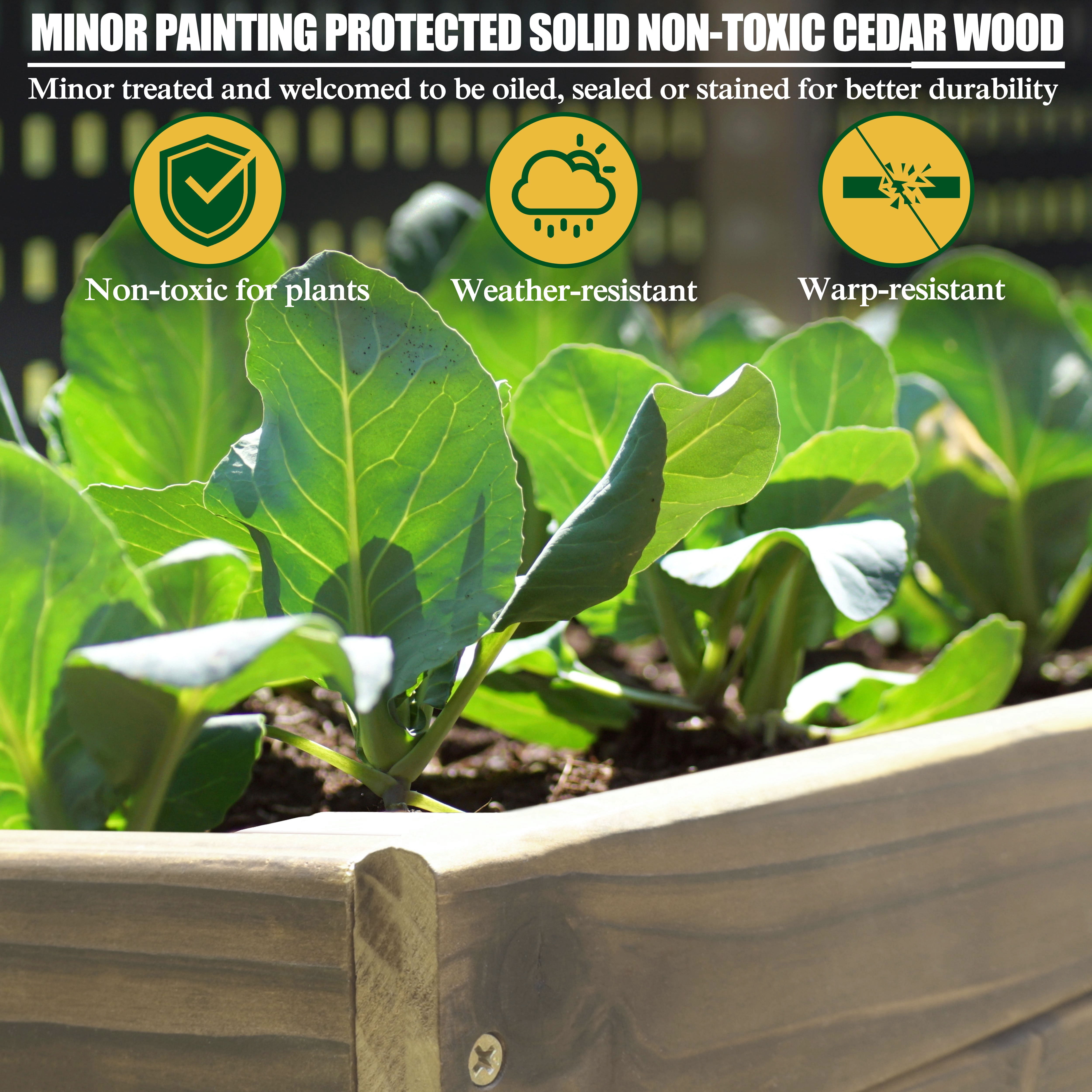 VEIKOUS 71" Raised Garden Bed, Outdoor Elevated Cedar Wood Planter Box w/ 6 Sturdy Legs for Vegetables, Flowers, Herbs, Brown