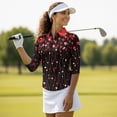 thumbnail image 4 of Uorisanigo Valentine's Day Heart Womens 3/4 Sleeve Golf Shirts Size M Comfortable Polyester Spandex Fabric Athletic Polo Workout Tops Versatile Quick Dry Zip Up Collar Tennis Tops, 4 of 7