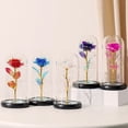 thumbnail image 2 of Rosa de cristal con cubierta de lámina dorada y flor con luz eterna, regalo para San Valentín, Navidad, día de la madre, 2 of 6