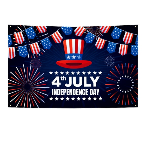 Happy 4th of July Backdrop Decorations, Independence Day Backdrop Banner America Flag Balloon Patriotic Photo Backdrop for Memorial Day Veterans Day Party Photo Booth Background Banner Supplies