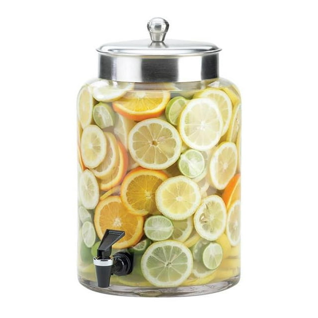 Cal Mil 1748-2 2 gal Verre Rond Distributeur de Boissons avec Dessus en Acier Inoxydable - 8.5 x 13.625 x 13.625 Po.
