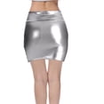 thumbnail image 4 of Clearance Clothes Under $10.00 Abomasnow Women's Sexy Bodycon Pencil Skirts Solid Elastic High Waist Faux Leather Mini Skirts, 4 of 5