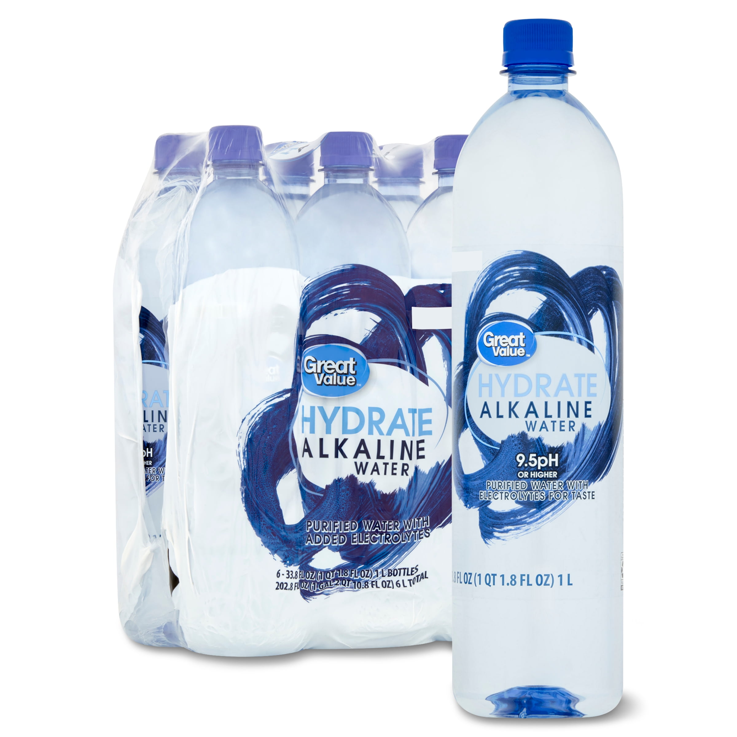 Buy Great Value Hydrate Alkaline Water, 33.8 Fl Oz, Bottle 6 Packs