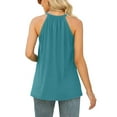 thumbnail image 5 of Samickarr Plus Size Summer Tops For Women Tops Dressy Casual Women Casual Tank Loose Solid Sleeveless Round Neck Lace T-Shirt Halter Tops Sleeveless Shirts Pleated Workout Tops For Women, 5 of 7