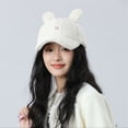 thumbnail image 6 of Cartoon Cute Rabbit Ears Plush Baseball Hat Cute Girls Autumn and Winter Warm Lamb's Wool Duck Tongue Cap Warm 56-58cm (1pcs,One Size), 6 of 7