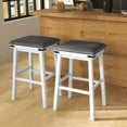 thumbnail image 2 of Costway 30" Dining Bar Stool Set of 2 Pub Height Padded Seat Wood Frame Kitchen White, 2 of 9