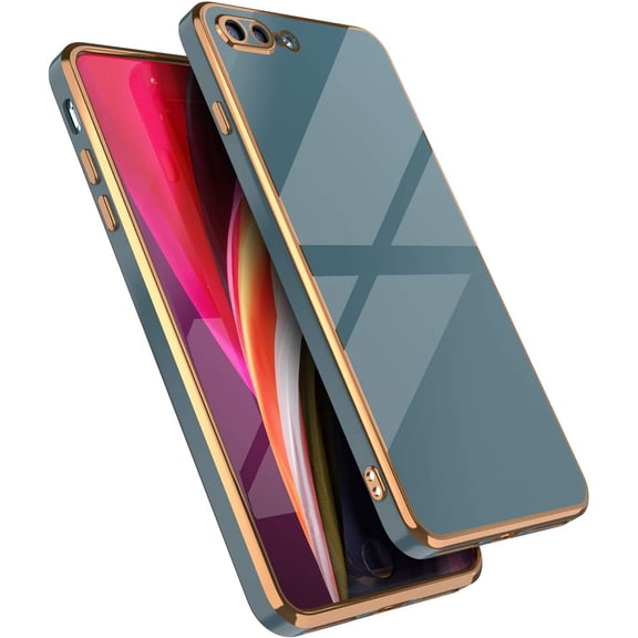 Case for iPhone 7/8/SE 2020/SE(5G) 2022, Soft Silicone Slim Electroplated Straight Edge Phone Case Shockproof Protective Cover - Solid Gray