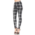 thumbnail image 3 of Niobe Clothing Womens White Black Plaid Print Leggings Buttery Soft, 3 of 5