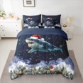 thumbnail image 2 of Homewish Ocean Shark 7-Piece Twin Bedding Sets,Red Christmas Hat Bedding Comforter Set,Colorful Rustic Flower Sheet Sets For Teens,Luxury Bedroom Decor Reversible, 2 of 8