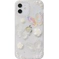 thumbnail image 1 of LOLAGIGI Funda para iPhone 13 Bling Stars 3D Hearts Diamond Twinkle Star Glitter Y2K Spark Luxury Girly Estética Diseño personalizado para mujeres niñas adolescentes Funda de TPU suave transparente, 6, 1 of 4