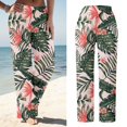 thumbnail image 2 of Hpapadks Casual Pants for Women Daily Home Outdoor Elastic Waist Side Pockets Leisure Flowers Slacks for Women Pink S, 2 of 6